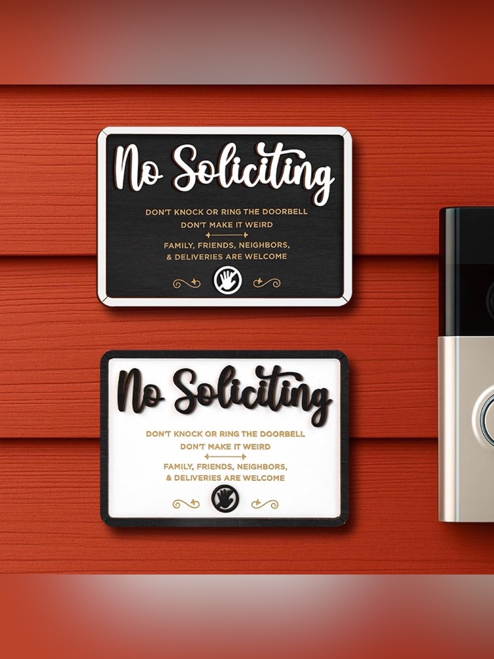New! Funny No Soliciting Sign For House Door, Do Not Knock Or Ring Doorbell Sign